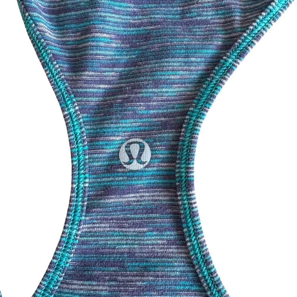Lululemon Cool Racerback II Yoga Tank Top Nulu Fabric Teal Purple Size 8 - Picture 5 of 6